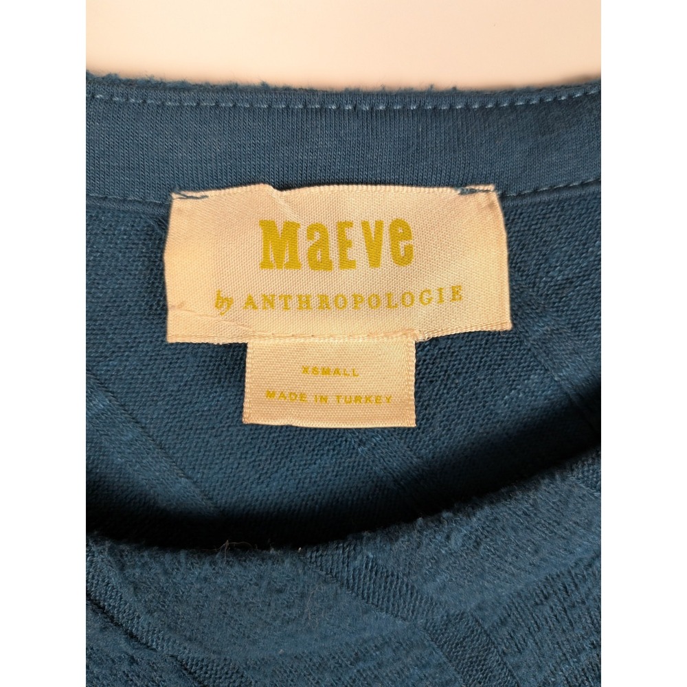 Maeve Anthropologie Teal Ribbed Boat Neck Long Sleeve Top XS - Picture 2 of 5